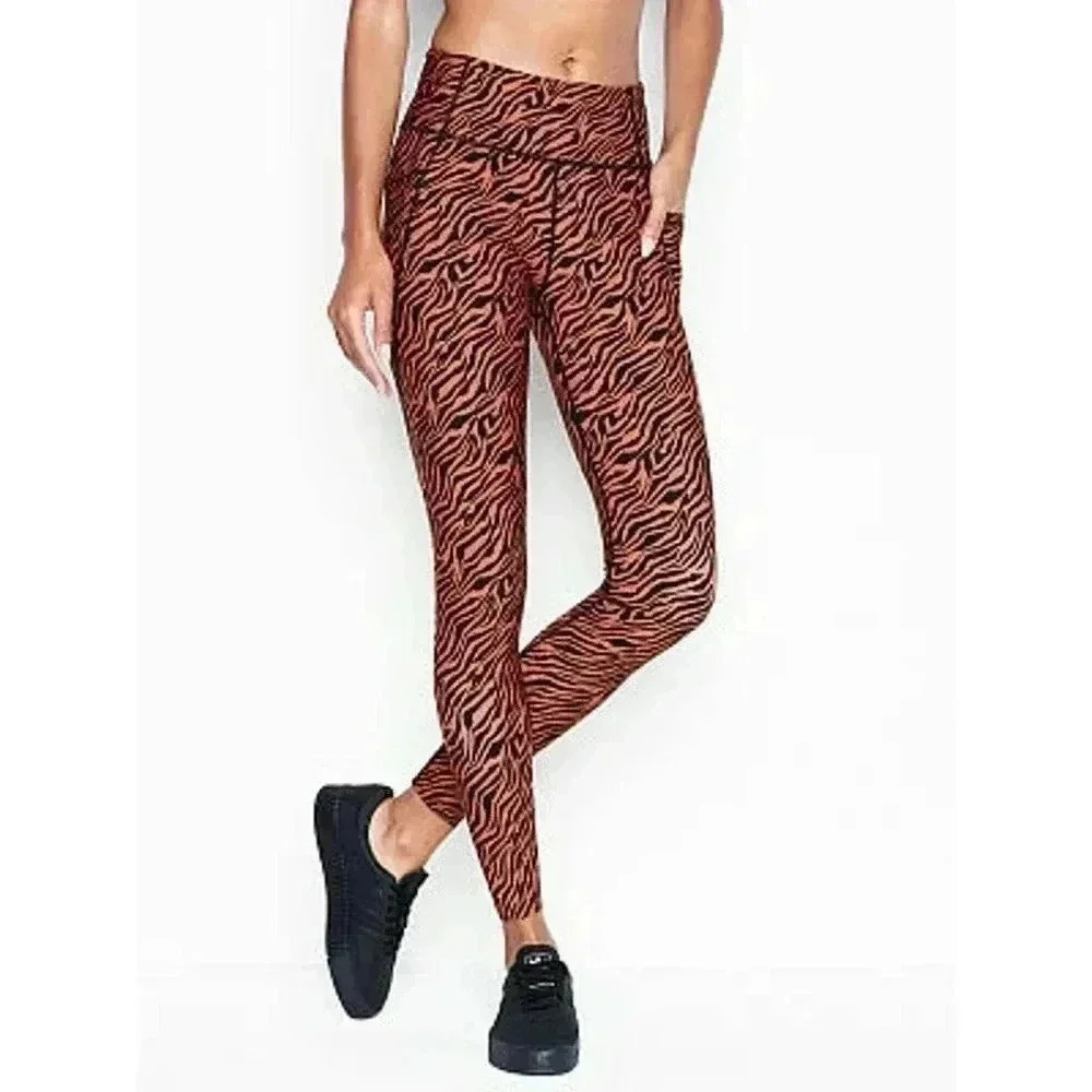 Victoria's Secret VS NWT Rust Brown Zebra Animal Print High Rise 7/8 Leggings XL